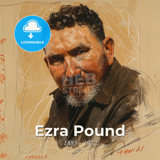 Ezra Pound, 1885 - 1972, American poet - A Man With A Beard Print Template