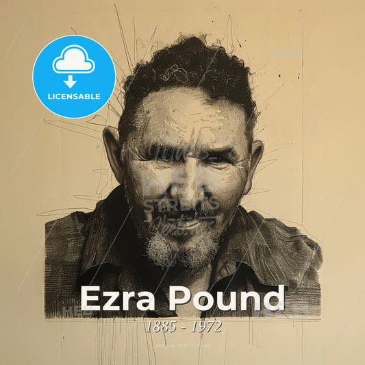 Ezra Pound, 1885 - 1972, American poet - A Man With A Beard Print Template