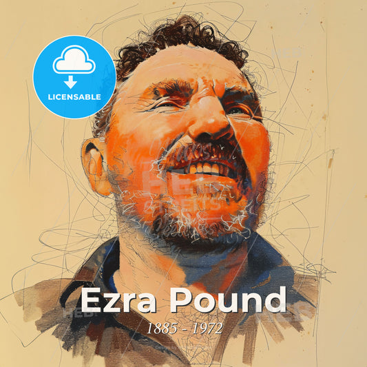 Ezra Pound, 1885 - 1972, American poet - A Man With A Beard And Mustache Print Template