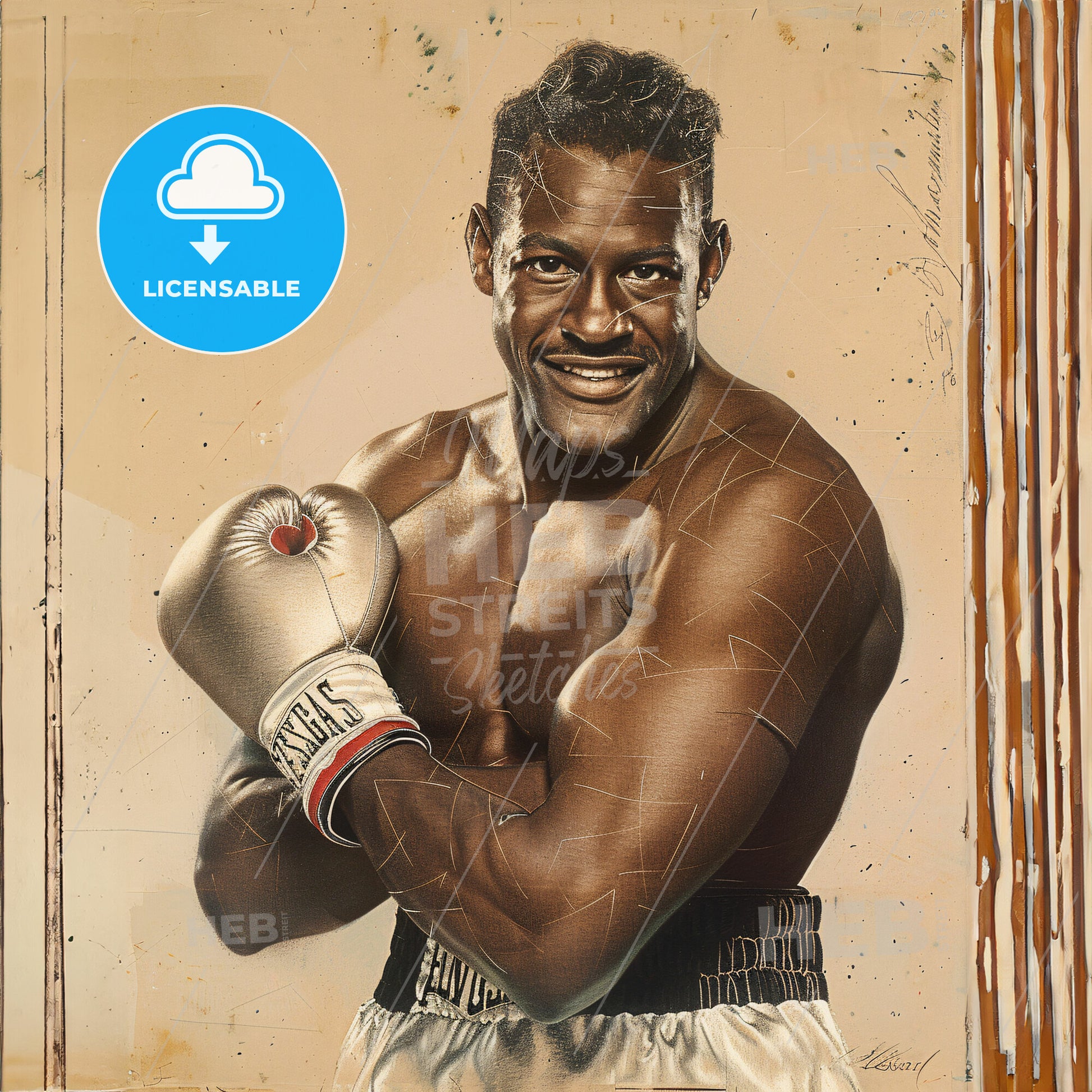 Ezzard Charles, 1921 - 1975, American heavyweight boxer - A Man Wearing Boxing Gloves