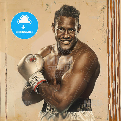 Ezzard Charles, 1921 - 1975, American heavyweight boxer - A Man Wearing Boxing Gloves