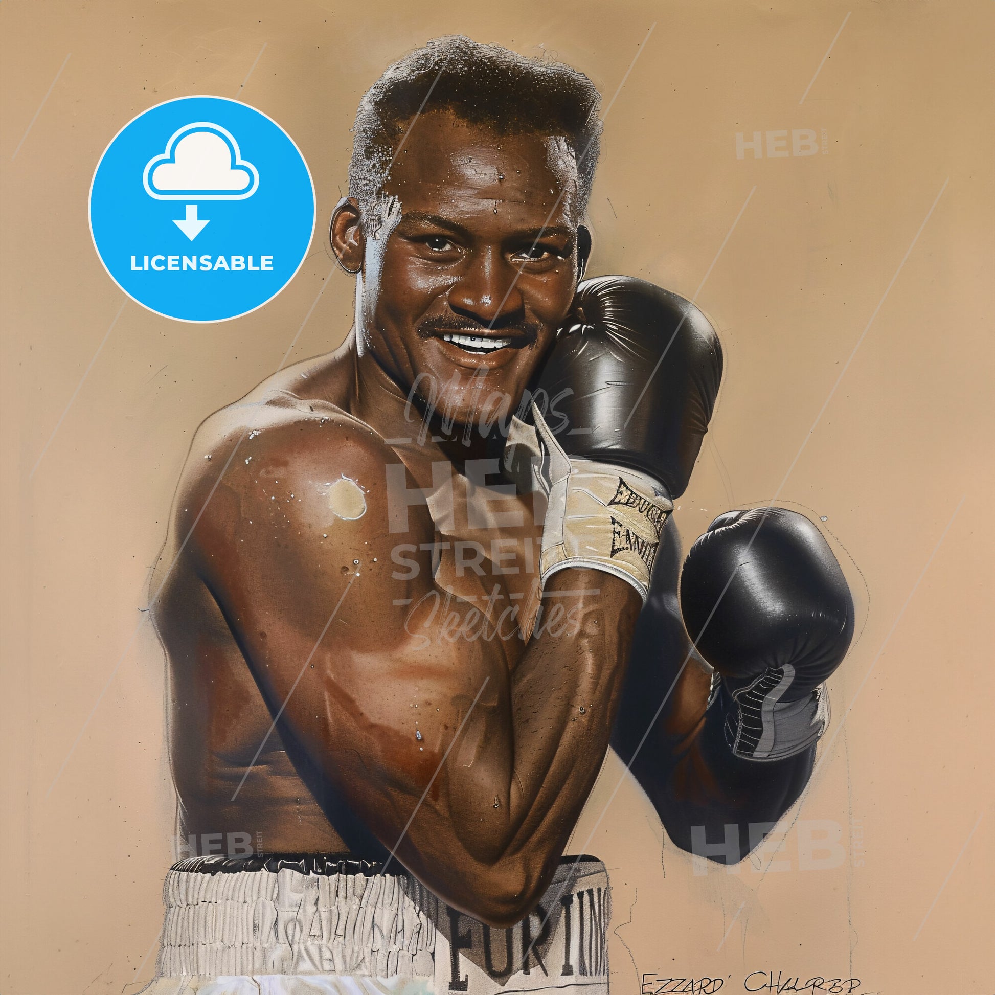 Ezzard Charles, 1921 - 1975, American heavyweight boxer - A Man Wearing Boxing Gloves