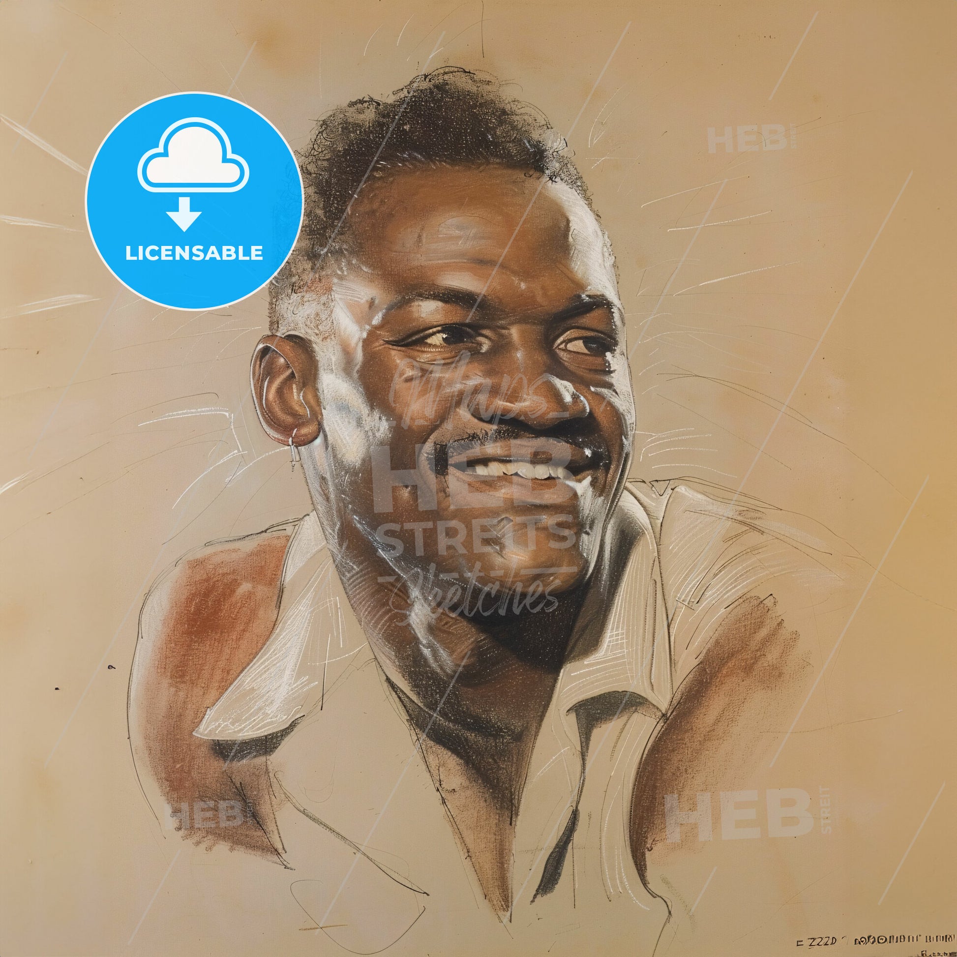 Ezzard Charles, 1921 - 1975, American heavyweight boxer - A Drawing Of A Man Smiling