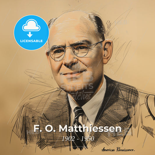 F. O. Matthiessen, 1902 - 1950, American literary critic - A Drawing Of A Man Wearing Glasses Print Template