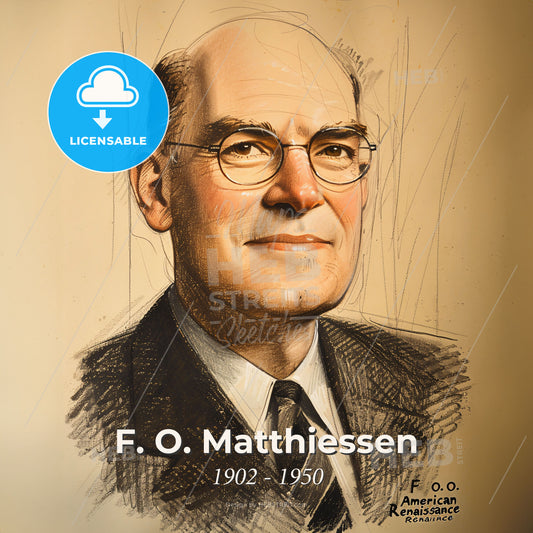 F. O. Matthiessen, 1902 - 1950, American literary critic - A Drawing Of A Man Wearing Glasses Print Template