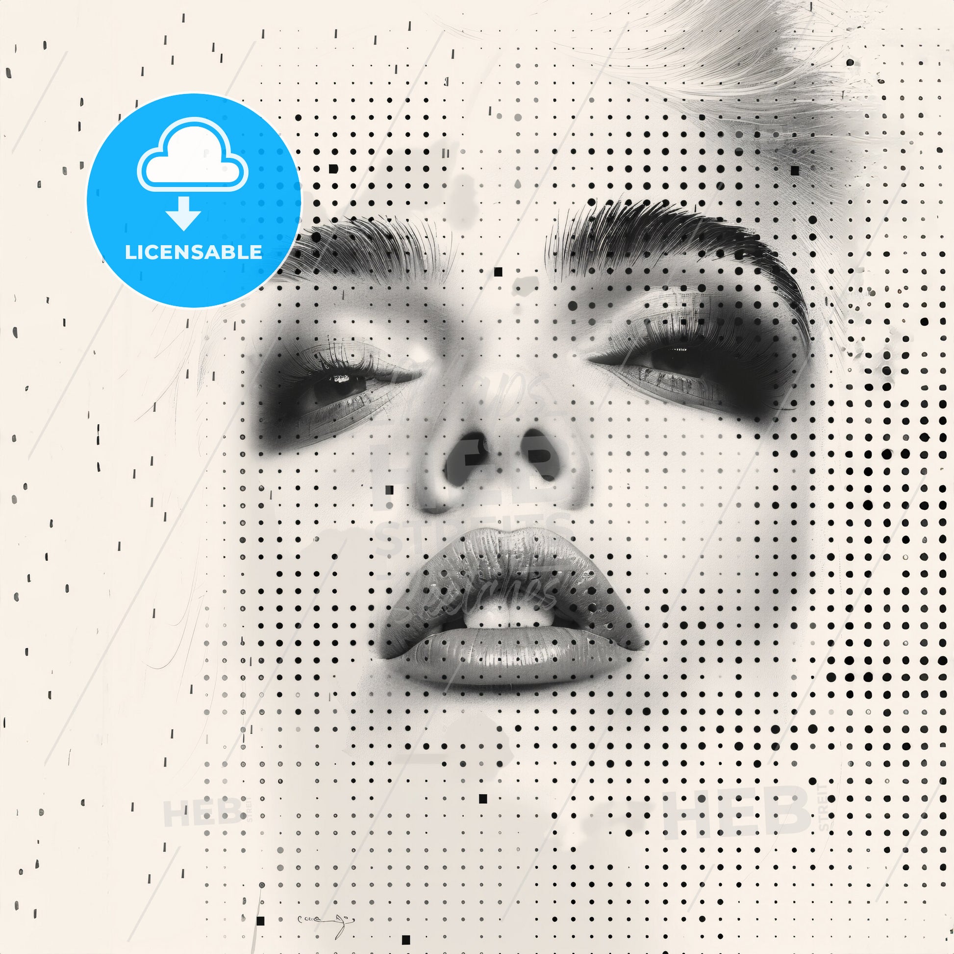 A Woman's Face With A Halftone Effect