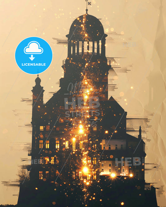 Fehmarn Skyline Double Exposure Composite Art Poster - A building with a dome and a dome on top