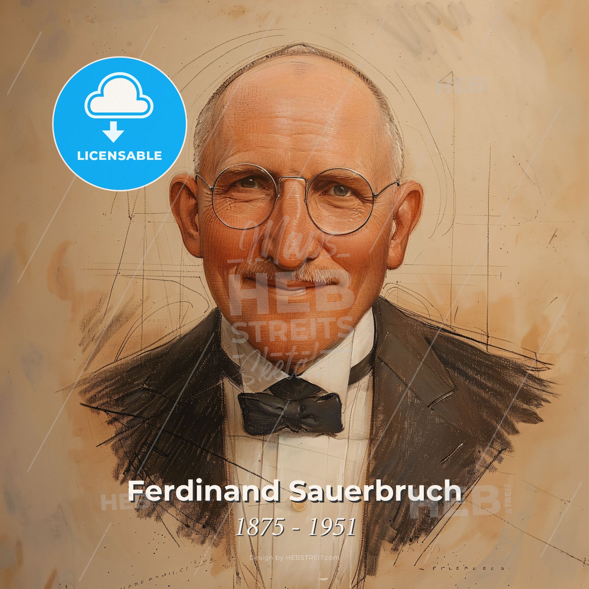 Ferdinand Sauerbruch, 1875 - 1951, German surgeon - A Portrait Of A Man In A Suit Print Template