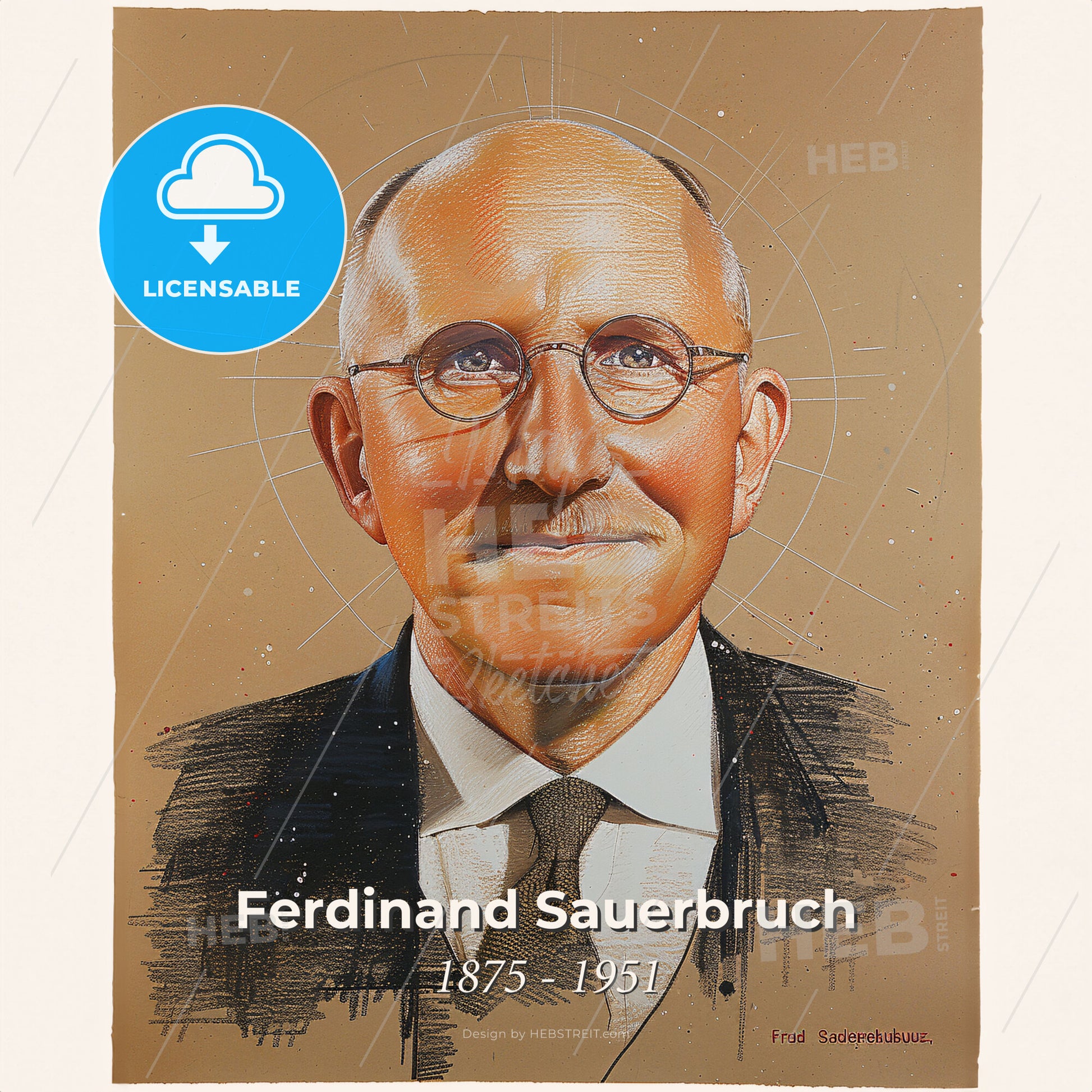 Ferdinand Sauerbruch, 1875 - 1951, German surgeon - A Man Wearing Glasses And A Suit Print Template