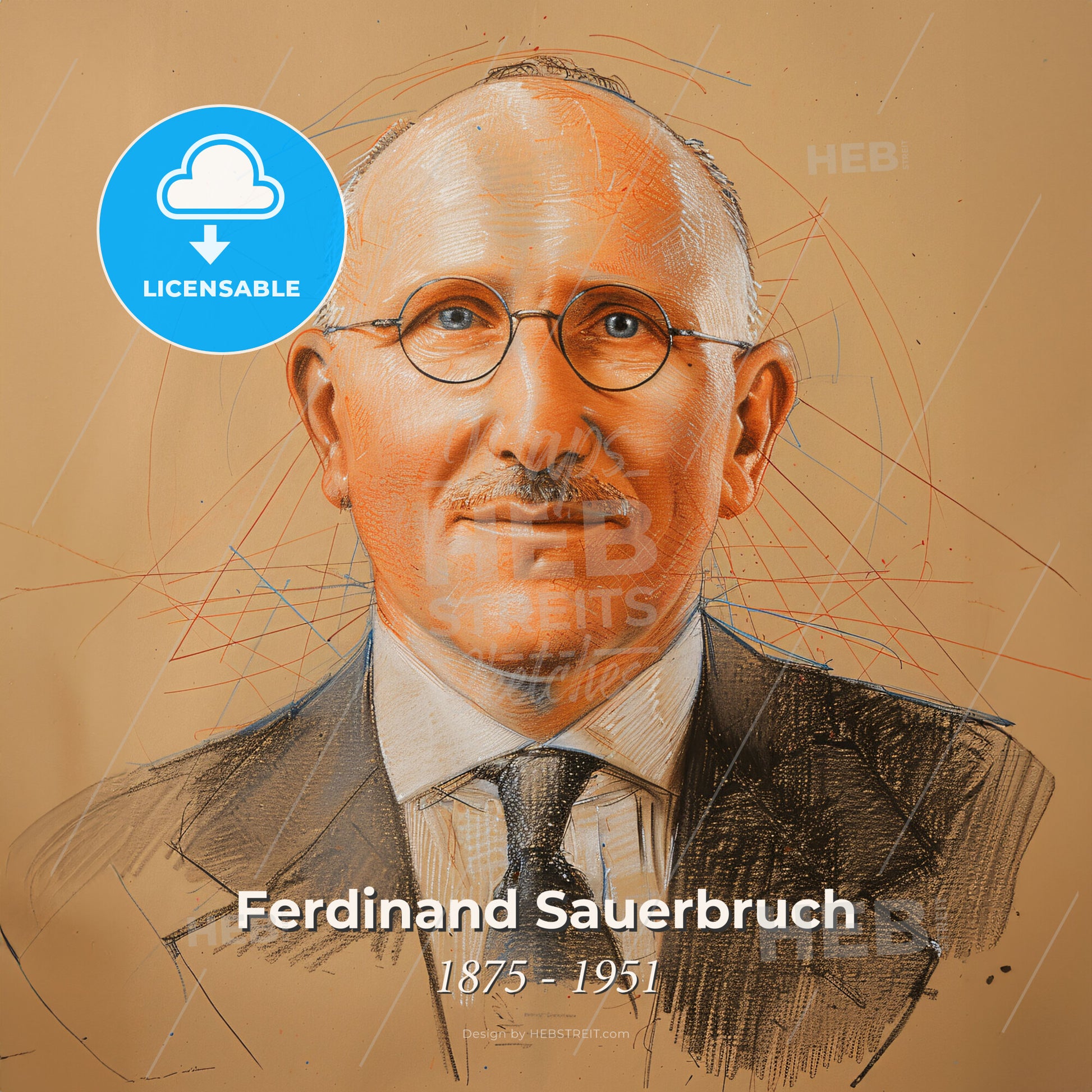 Ferdinand Sauerbruch, 1875 - 1951, German surgeon - A Man Wearing Glasses And A Suit Print Template