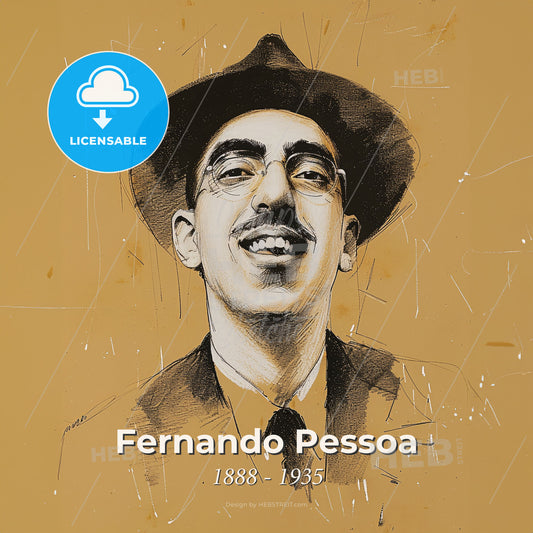 Fernando Pessoa, 1888 - 1935, Portuguese poet - A Drawing Of A Man In A Hat Print Template