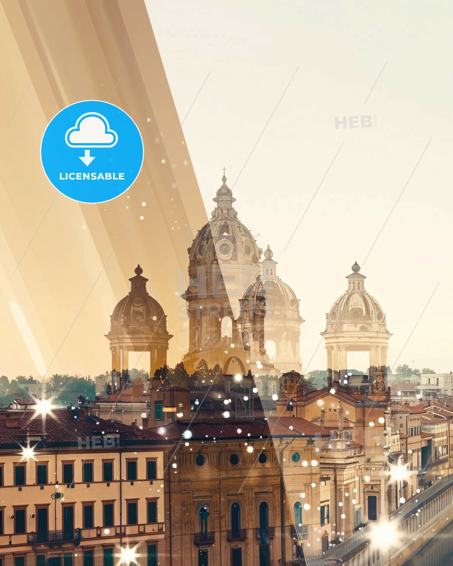 Ferrara, Italy Skyline Double Exposure Composite Art Poster - A city with many buildings