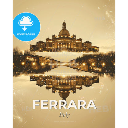 Ferrara City Symphony: Architecture and Light - A building with a dome and a dome on the top - Square format print template