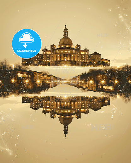 Ferrara City Symphony: Architecture and Light - A building with a dome and a dome on the top