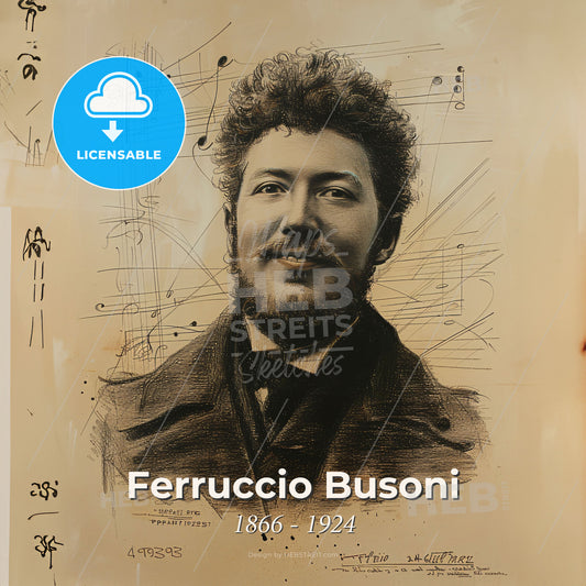Ferruccio Busoni, 1866 - 1924, Italian composer and pianist - A Portrait Of A Man Print Template