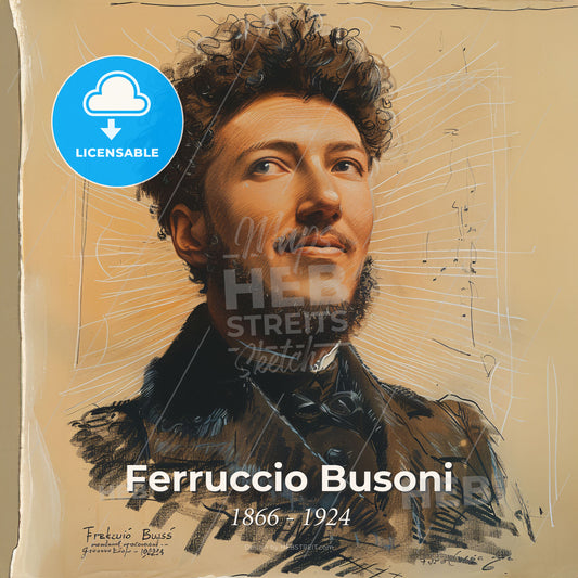 Ferruccio Busoni, 1866 - 1924, Italian composer and pianist - A Man With Curly Hair And Beard Print Template
