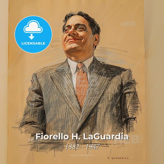 Fiorello H. LaGuardia, 1882 - 1947, American lawyer and politician - A Man In A Suit Print Template
