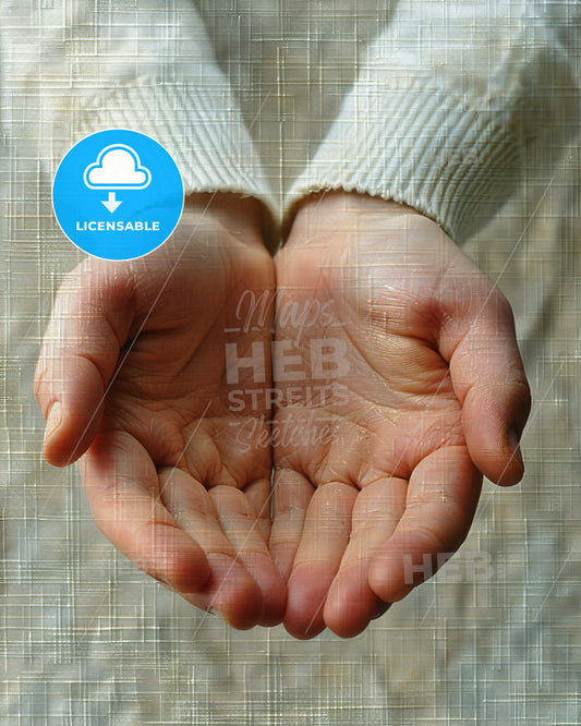 Beige Background Hand Woman Poster - A close-up of a pair of hands