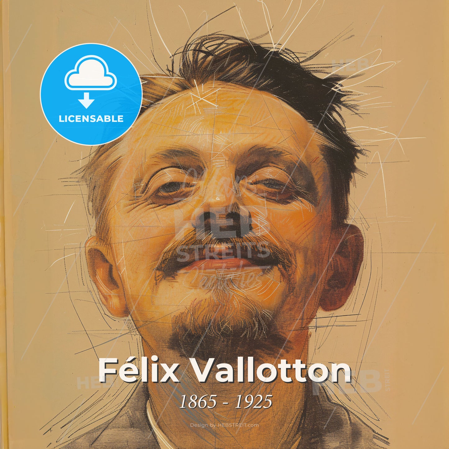 Félix Vallotton, 1865 - 1925, Swiss-French painter and printmaker - A Man With A Beard And Mustache Print Template