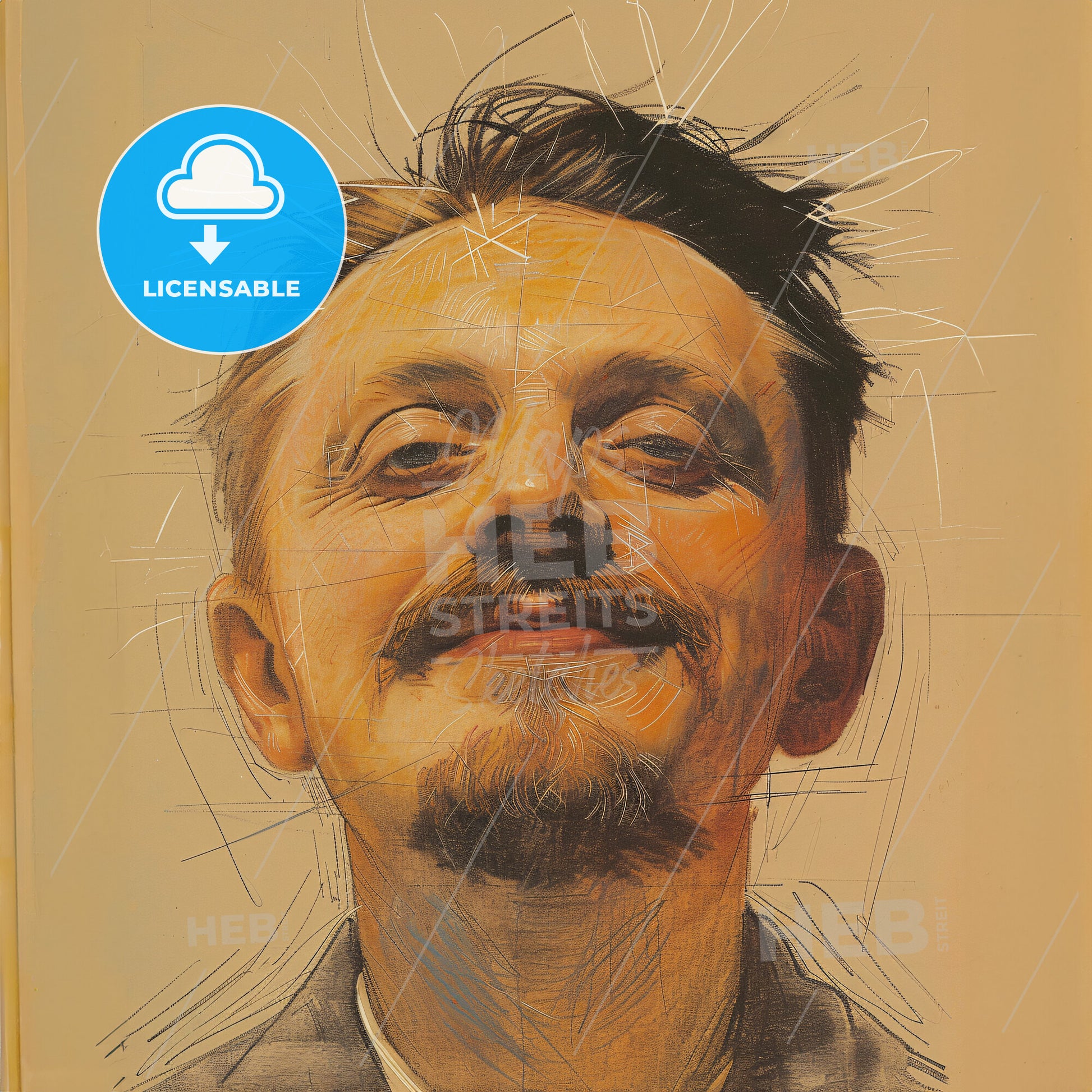 Félix Vallotton, 1865 - 1925, Swiss-French painter and printmaker - A Man With A Beard And Mustache