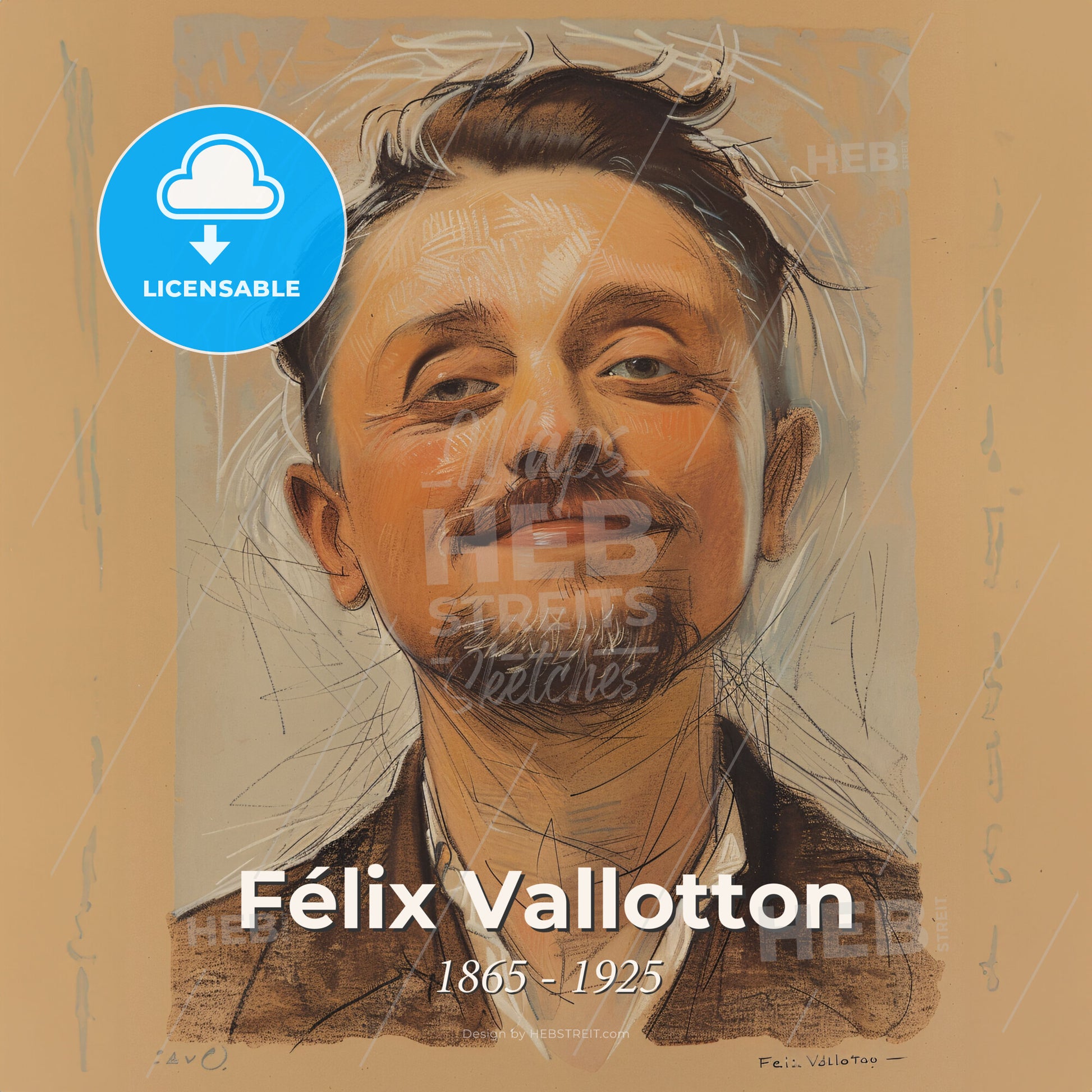 Félix Vallotton, 1865 - 1925, Swiss-French painter and printmaker - A Man With A Beard And Mustache Print Template