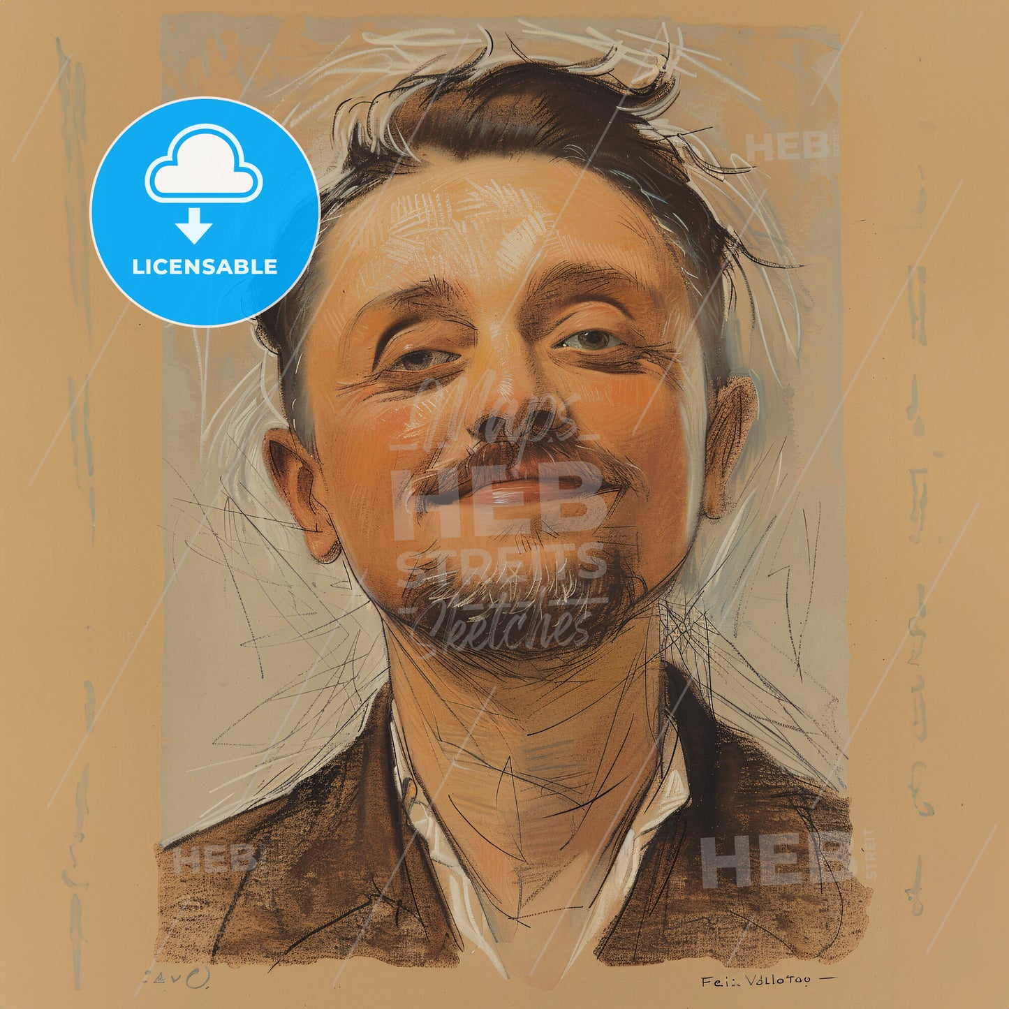 Félix Vallotton, 1865 - 1925, Swiss-French painter and printmaker - A Man With A Beard And Mustache