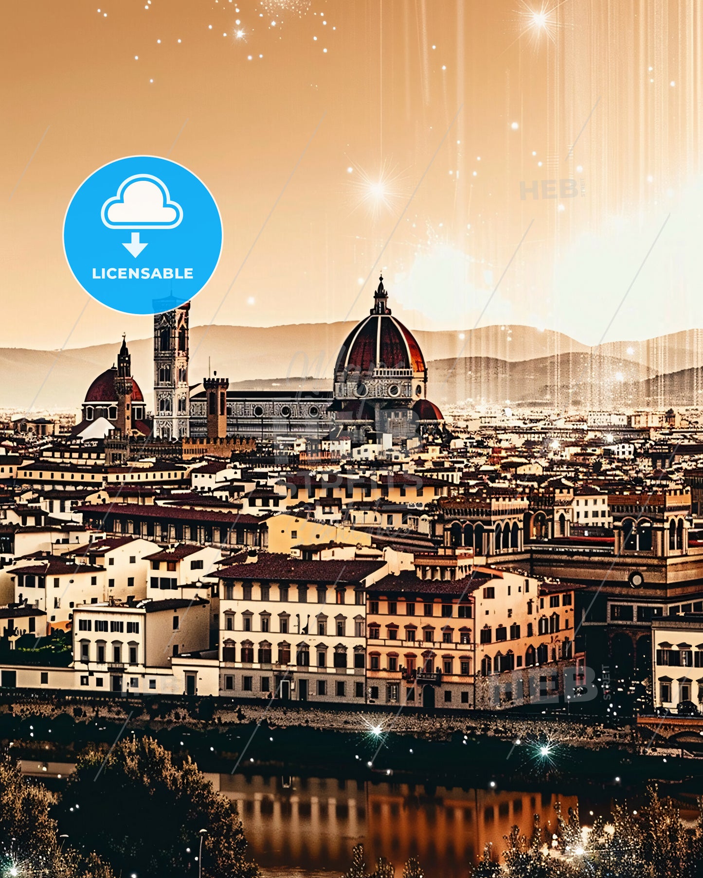 Florence: Art Deco Architecture in Double Exposure - A city with many buildings and a river