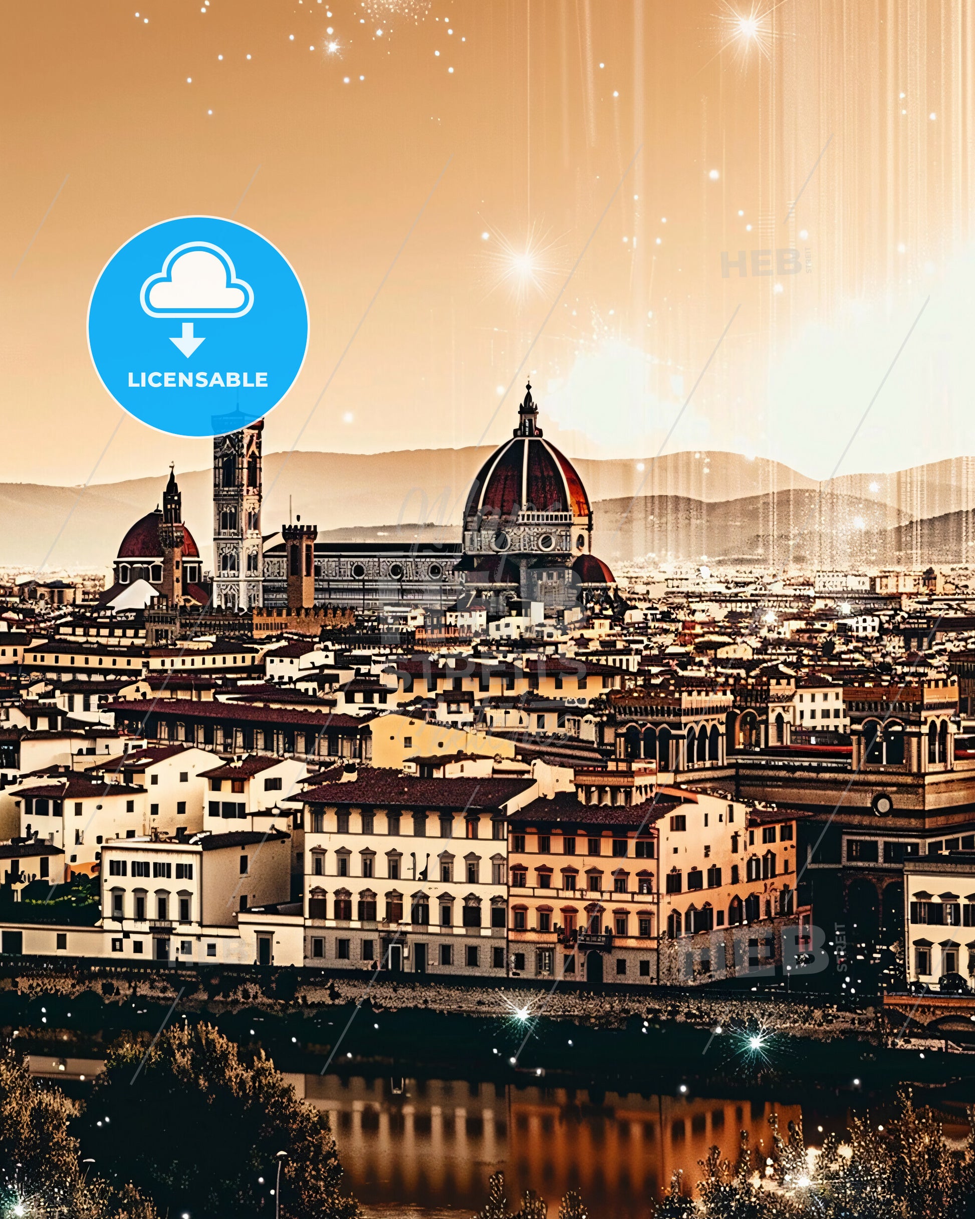 Florence: Art Deco Architecture in Double Exposure - A city with many buildings and a river