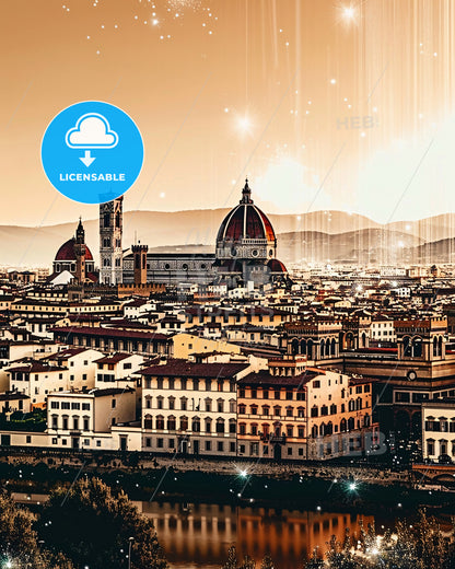 Florence: Art Deco Architecture in Double Exposure - A city with many buildings and a river