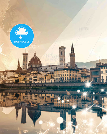 Florence City Dreamscape Art Poster - A city next to a body of water