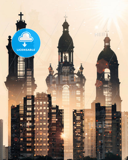 Fort-de-France Skyline Silhouette Art - A silhouette of a building with a few windows