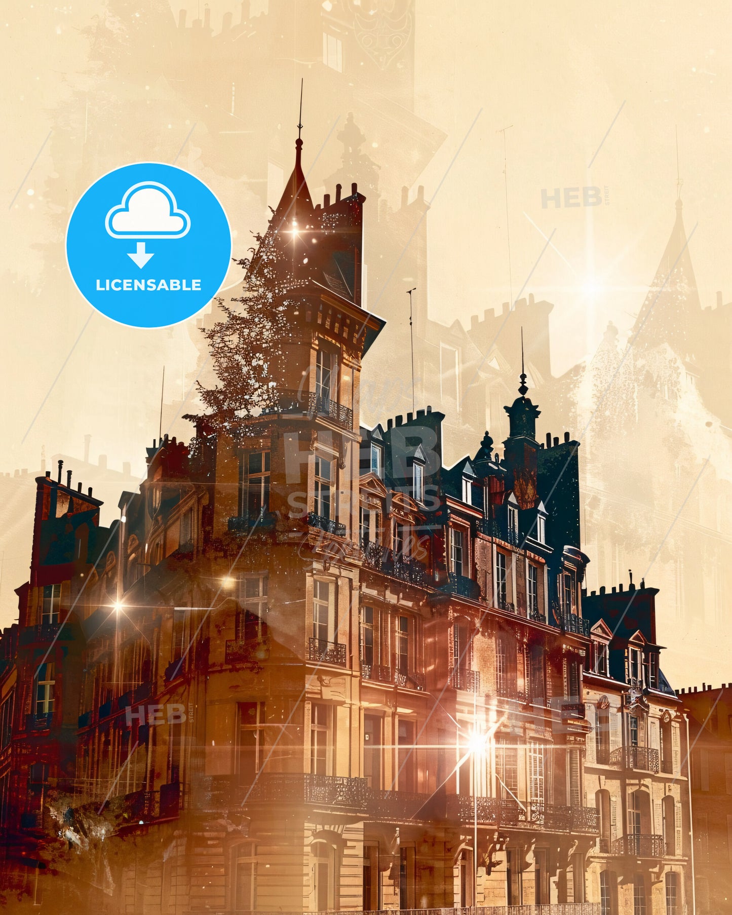 Fort-de-France - Silhouette Skyline Poster Art - A building with a tree in the middle