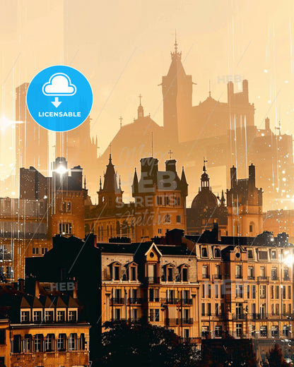 Fort-de-France Skyline Double Exposure Art Print - A city with many buildings