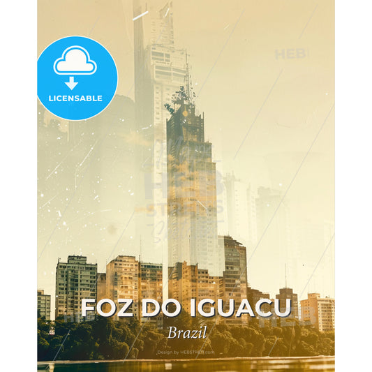 Foz do Iguacu Skyline City Art Poster - A city skyline with tall buildings - Square format print template
