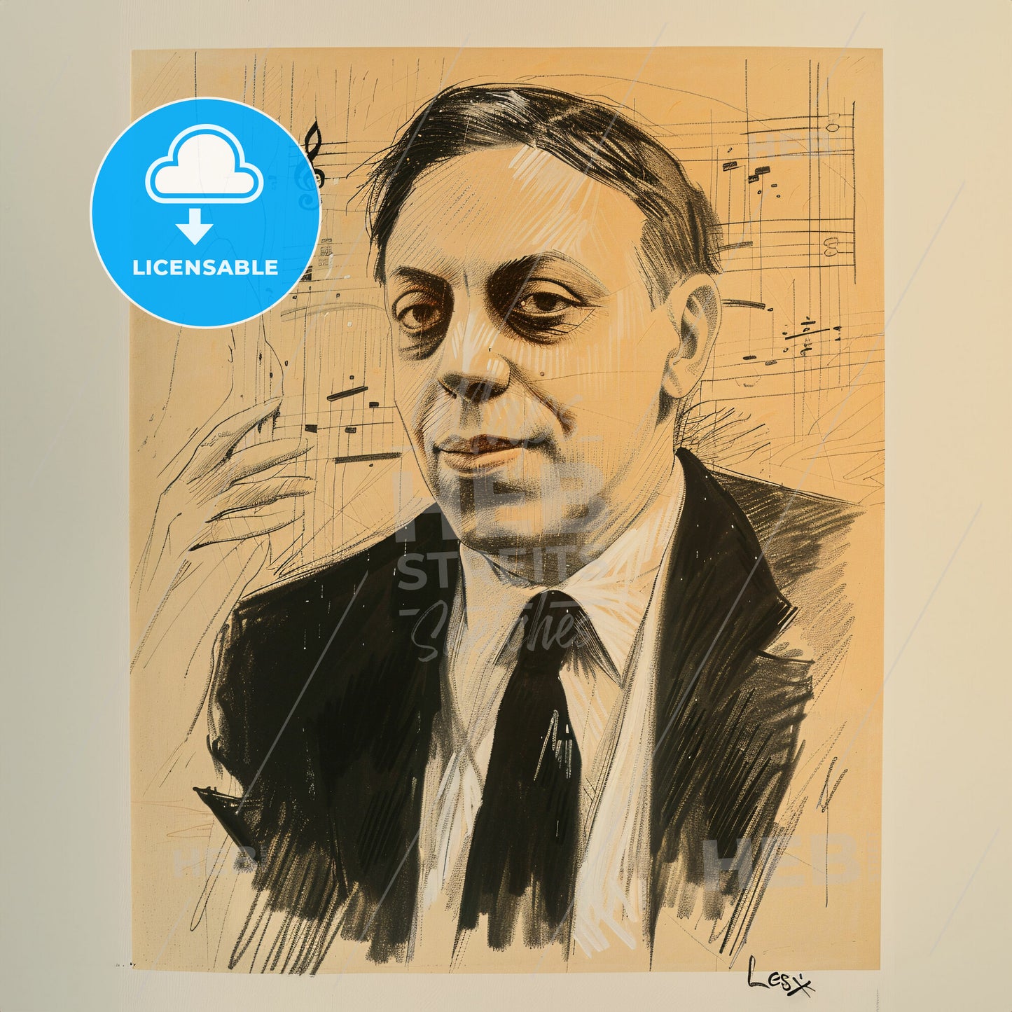 Francis Poulenc, 1899 - 1963, French composer - A Drawing Of A Man