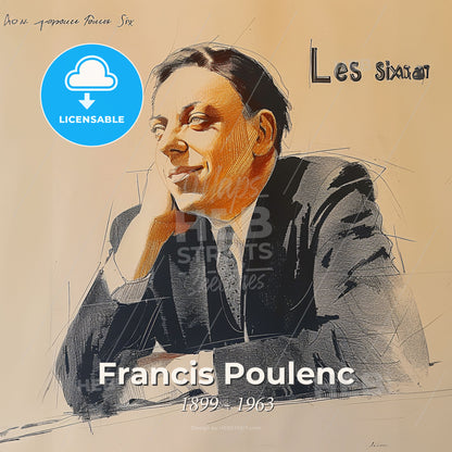 Francis Poulenc, 1899 - 1963, French composer - A Man In A Suit Print Template