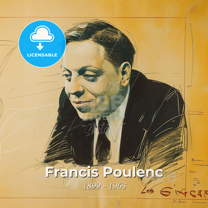 Francis Poulenc, 1899 - 1963, French composer - A Drawing Of A Man Print Template