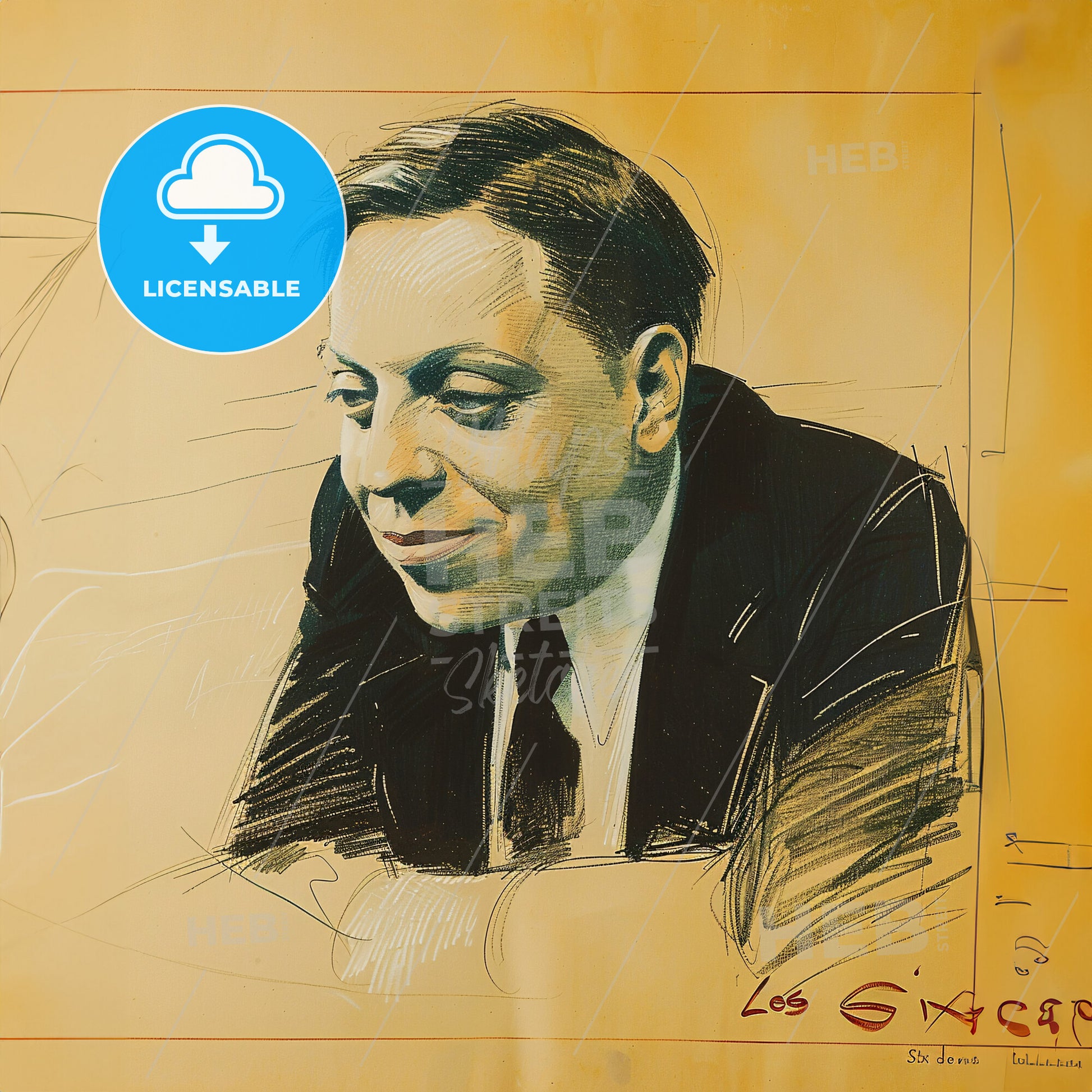 Francis Poulenc, 1899 - 1963, French composer - A Drawing Of A Man