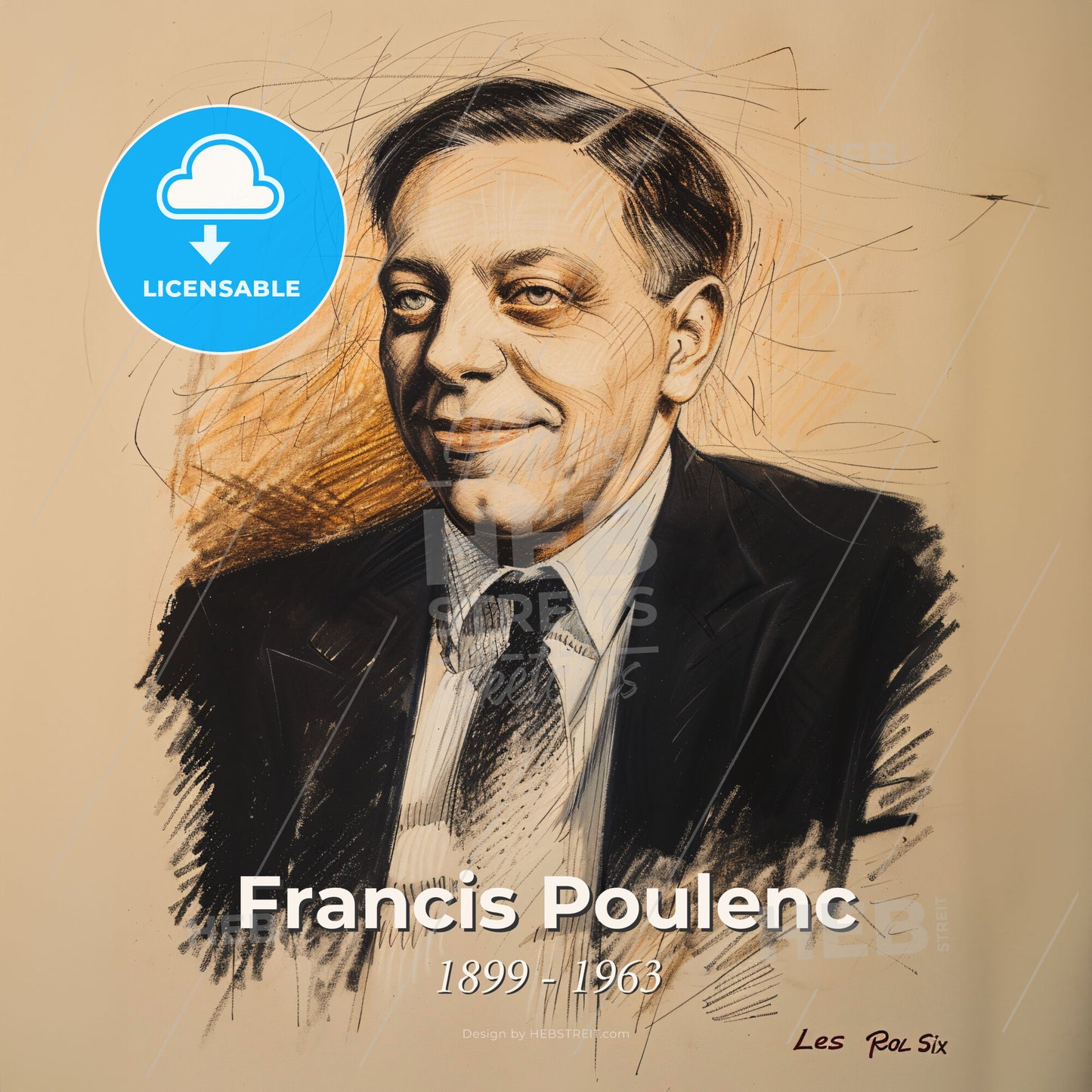 Francis Poulenc, 1899 - 1963, French composer - A Drawing Of A Man Print Template