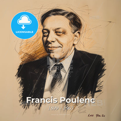 Francis Poulenc, 1899 - 1963, French composer - A Drawing Of A Man Print Template