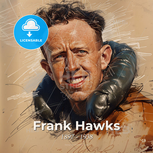 Frank Hawks, 1897 - 1938, American aviator - A Man With A Black Glove On His Shoulder Print Template