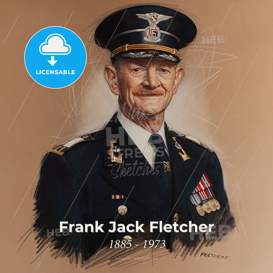 Frank Jack Fletcher, 1885 - 1973, American Admiral - A Man In A Military Uniform Print Template
