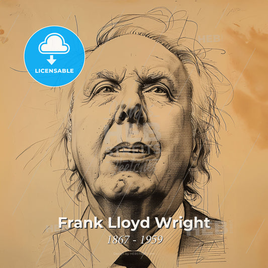 Frank Lloyd Wright, 1867 - 1959, American architect - A Drawing Of A Man Print Template