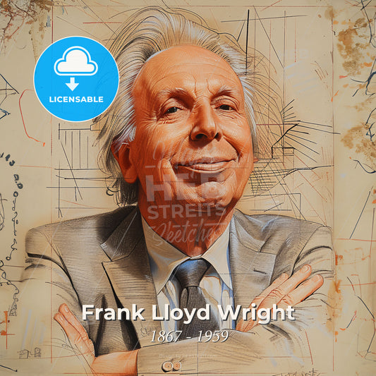 Frank Lloyd Wright, 1867 - 1959, American architect - A Man With His Arms Crossed Print Template