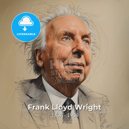 Frank Lloyd Wright, 1867 - 1959, American architect - A Drawing Of A Man Print Template