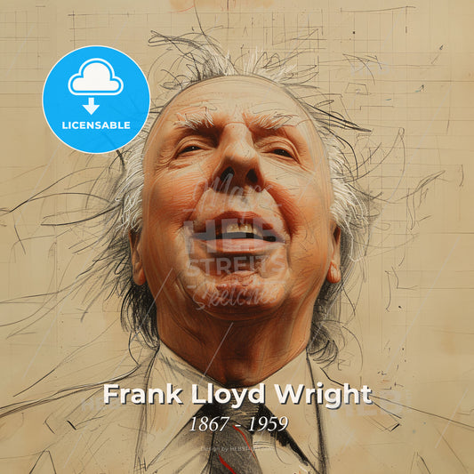 Frank Lloyd Wright, 1867 - 1959, American architect - A Drawing Of A Man Print Template