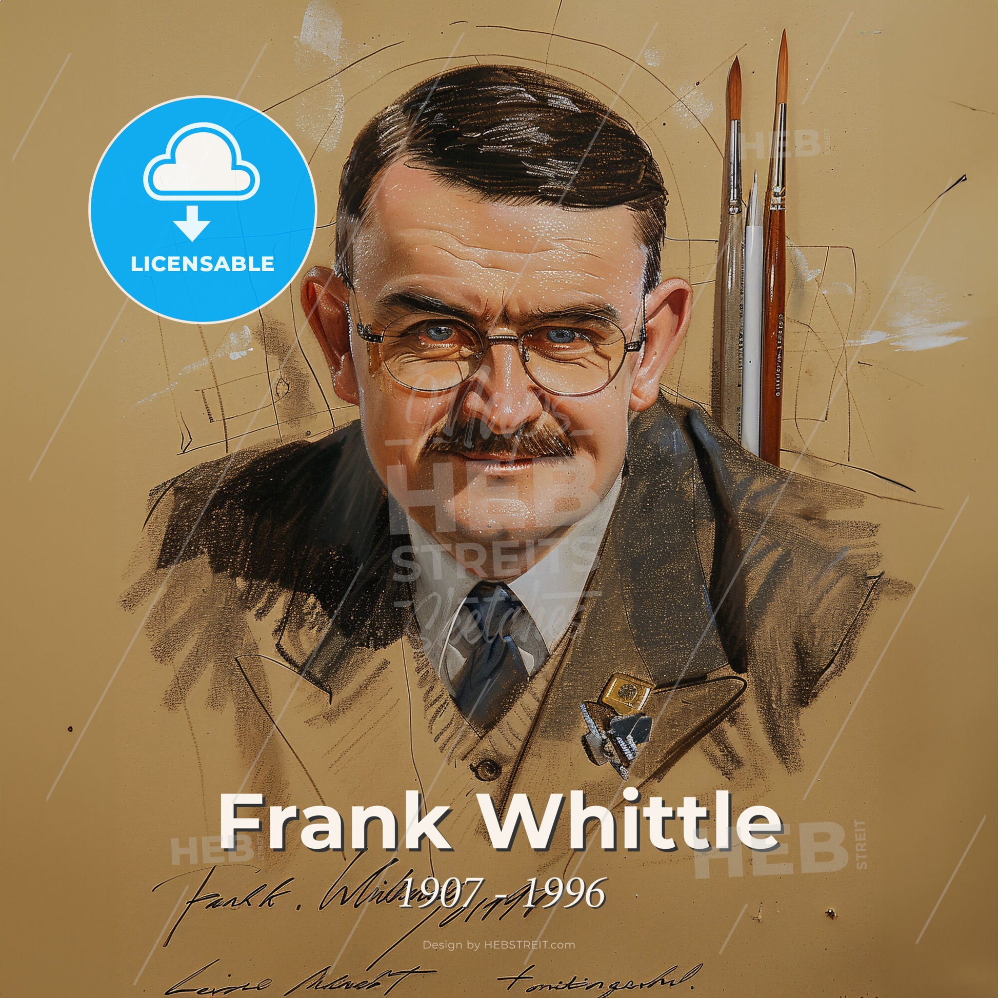 Frank Whittle, 1907 - 1996, British engineer - A Portrait Of A Man Print Template