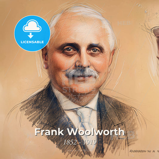 Frank Woolworth, 1852 - 1919, American businessman - A Man With A Mustache And A Glass Of Wine Print Template