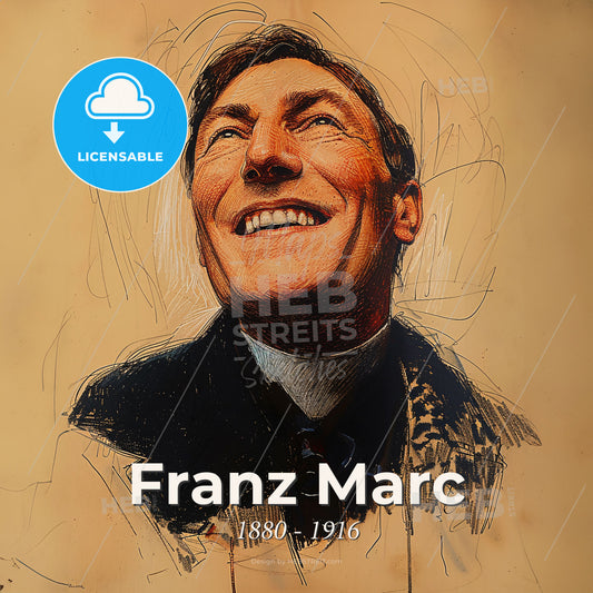 Franz Marc, 1880 - 1916, German painter - A Drawing Of A Man Smiling Print Template