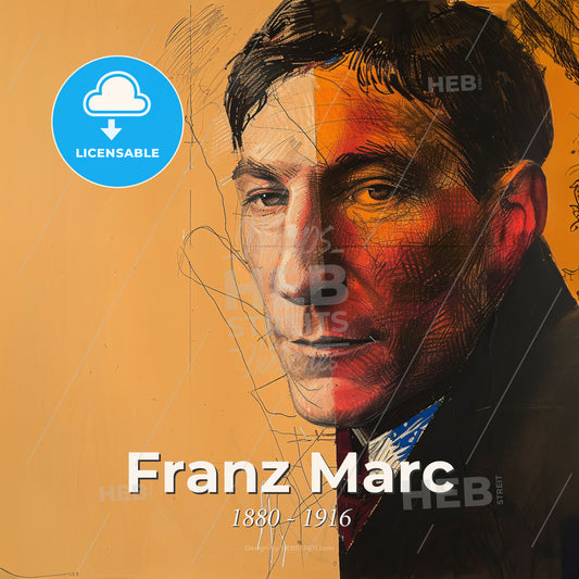 Franz Marc, 1880 - 1916, German painter - A Man With A Broken Face Print Template